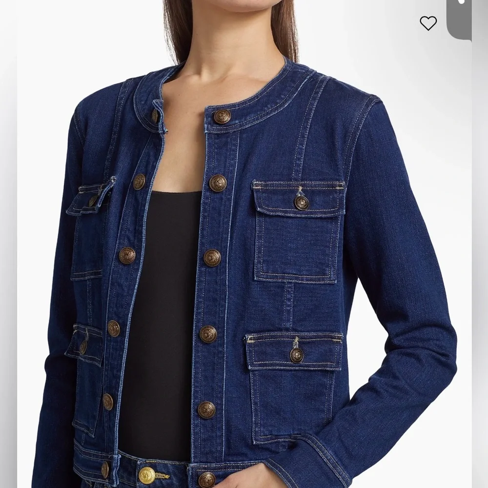 NWOT L’AGENCE Yari Collarless Jean Jacket in color Bishop MSRP $498 (XXS) - Picture 4 of 14